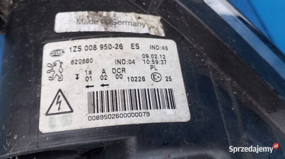 LAMPA PRAWY PRZÓD EU 1ZS008950 XENON PEUGEOT 407 Lampy przednie Nowy Tomyśl