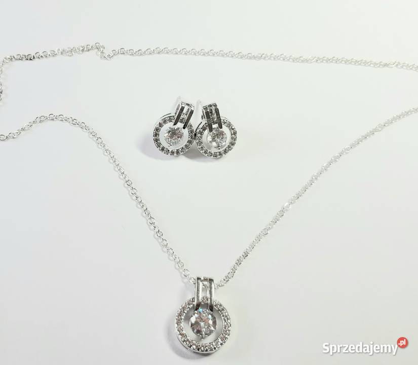 Komplet cyrkonie AAA koła nowe kolczyki Kolczyki śląskie Częstochowa