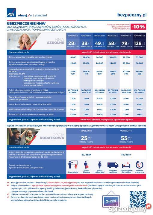 Ubezpieczenie szkolneprzedszkolne AXA z rabatem Świdwin