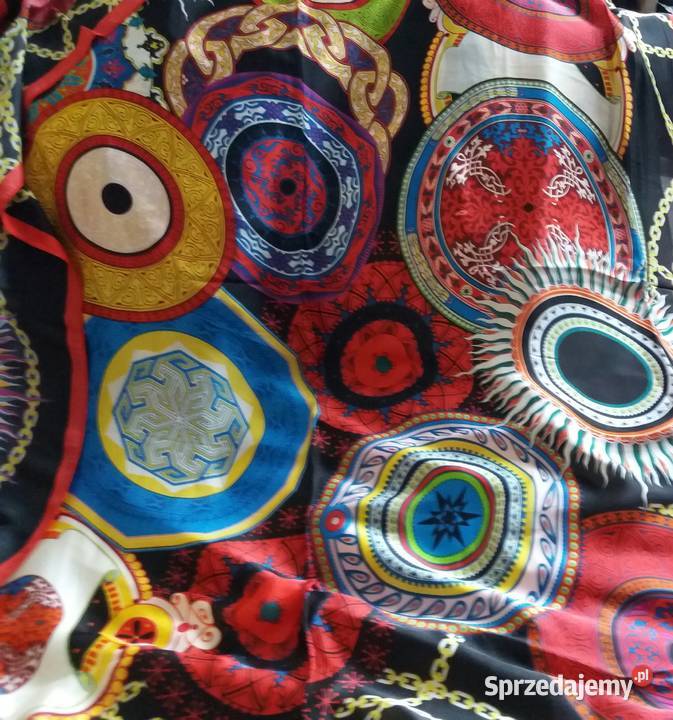 Pareo długi szal jedwab czarne tło i podlaskie Białystok