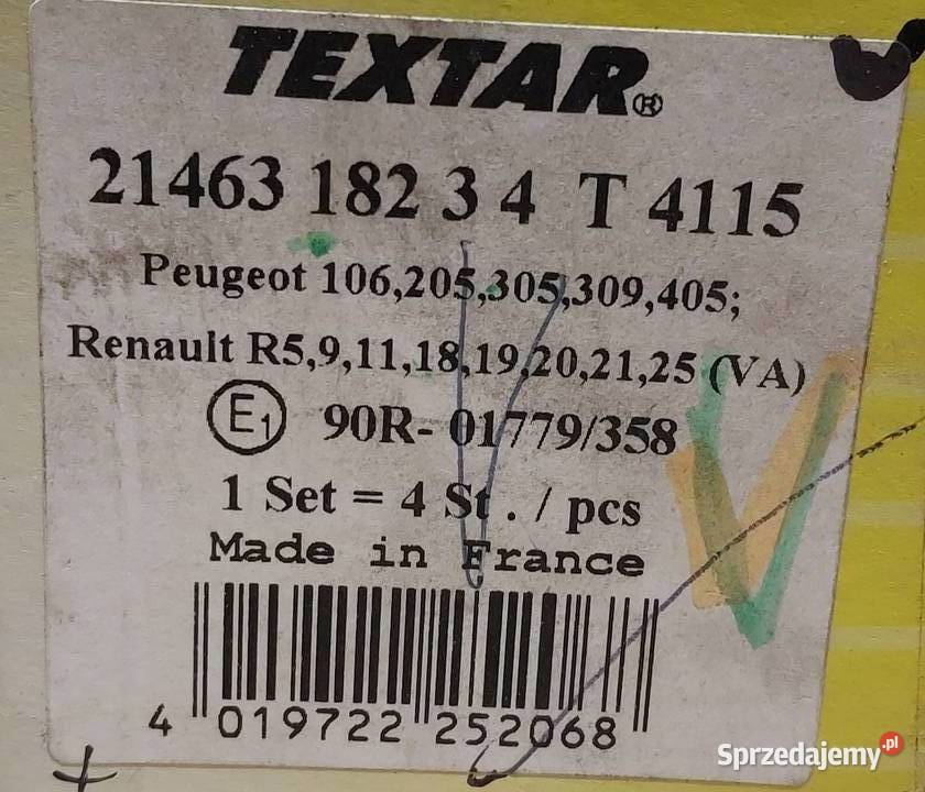 KLOCKI PRZÓD PEUGEOT 106 205 309 RENAULT R5 9 11