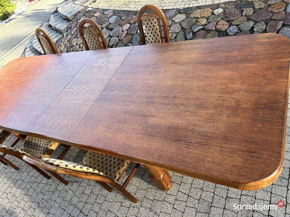 solidny stół dębowy z krzeslami lubuskie Kargowa