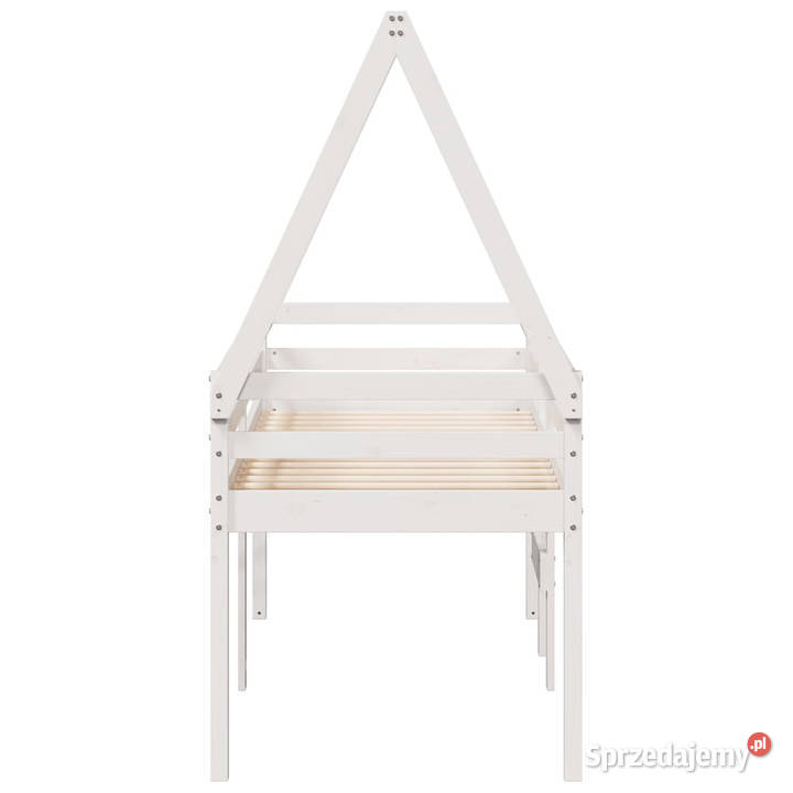 Wysokie łóżko z dachem białe lite drewno sosnowe 89cm