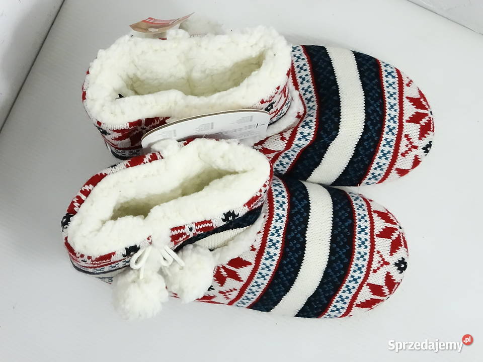 Nowe Ocieplane Kapcie Bambosze Norweski Wzór Sandały i klapki Biłgoraj