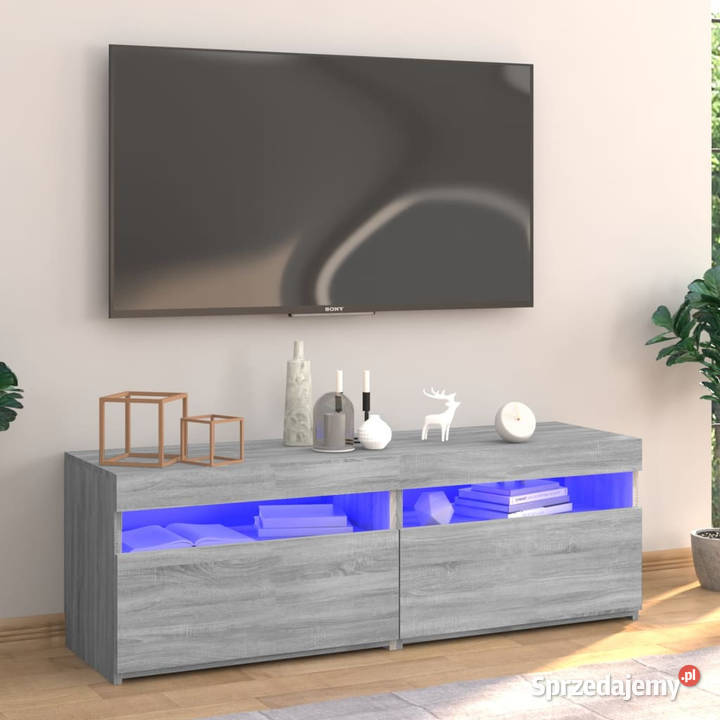 Szafka pod TV z LED szary dąb sonoma 120x35x40 mazowieckie Warszawa