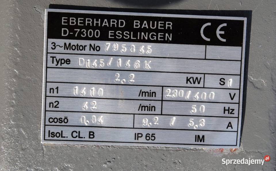 Motoreduktor 22kw 42obrmin Firmy BAUER Kargowa