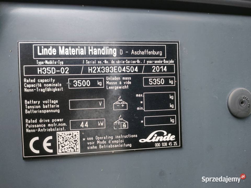 Wózek widłowy marki LINDE H35D 02 EVO z 2014 Linde Sabnie sprzedam
