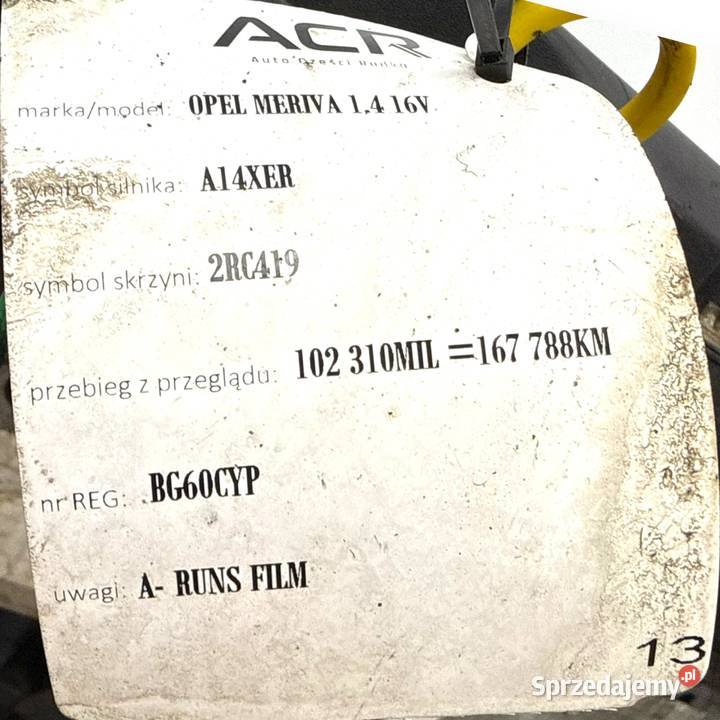 SILNIK A14XER Opel Meriva B Corsa D Astra IV J Chełm sprzedam