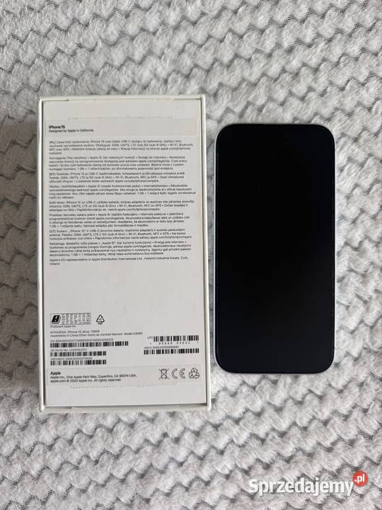 iPhone 15 128 GB Blue stan Szkło etui pudełko Przemyśl