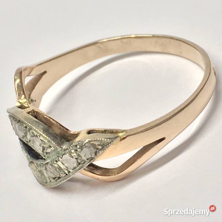 Złoty PIERŚCIONEK 585 14K BIAŁE i RÓŻOWE złoto Warszawa