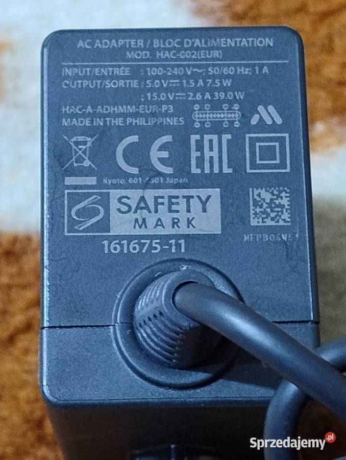Oryginalny Zasilacz do Nintendo Switch HAC002 Witnica sprzedam