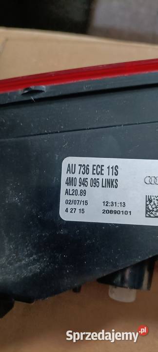 AUDI Q7 4M LAMPA W ZDERZAK TYŁ LEWA 4M0945095 Części Luzino