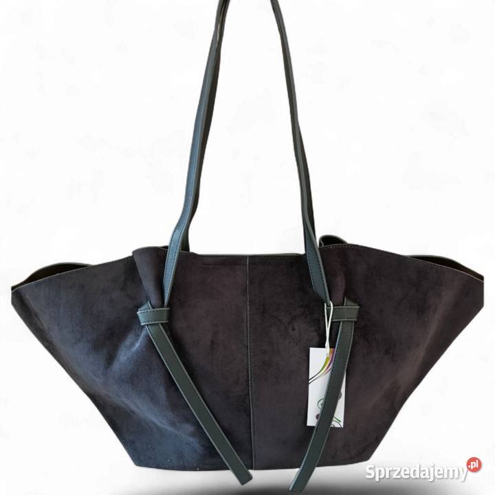 Duża torebka zamszowa grey XL z kosmetyczką i Żabiczyn