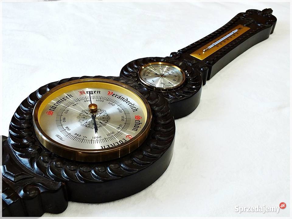 Duży stary Barometr Fischer GDR Stacja pogodowa Antyki, Sztuka, Kolekcje lubuskie Żary