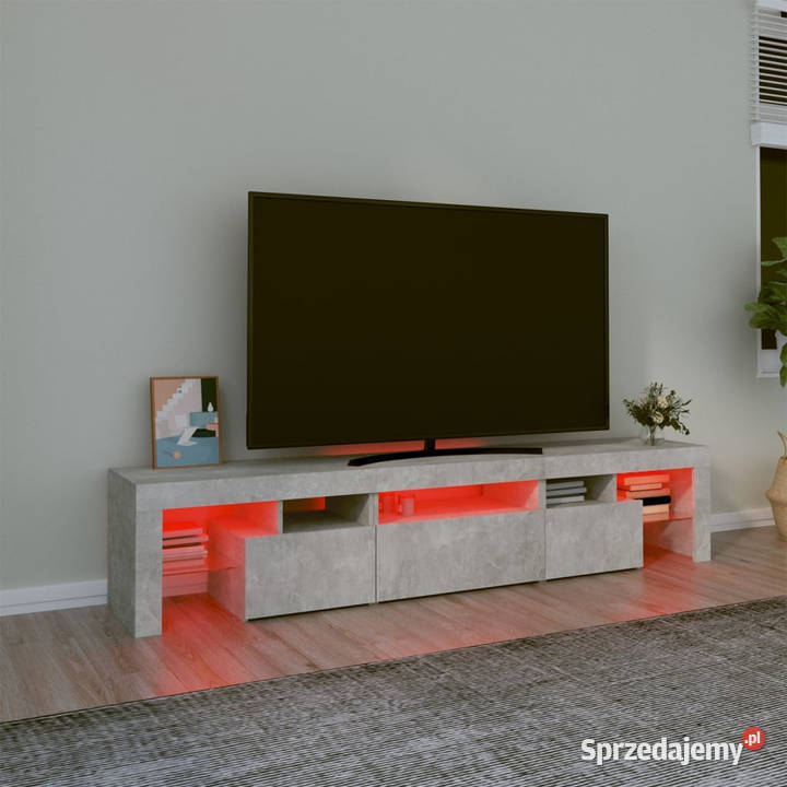 Szafka pod TV z oświetleniem LED szarość betonu Warszawa