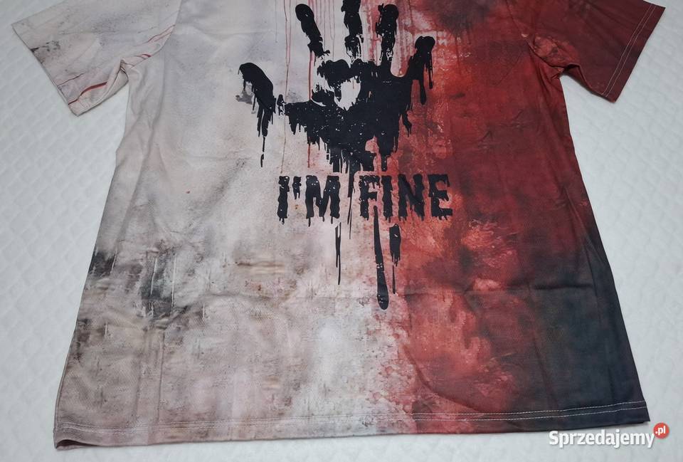 Koszulka krótki rękaw Tshirt czerwona odcisk