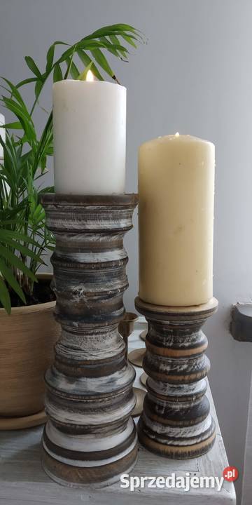Świeczniki drewniane toczone ręcznie Styl Wieluń