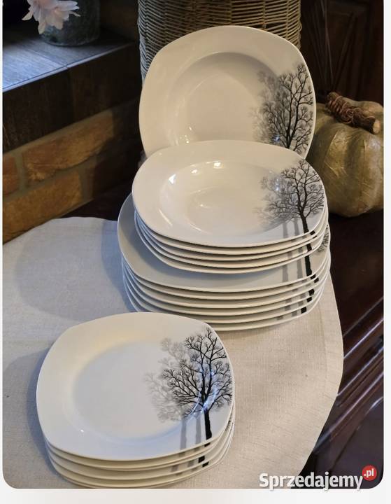 159 Zestaw 18 sztuk talerzy drzewa śląskie Zabrze