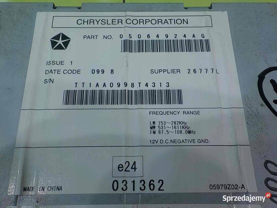 DODGE JOURNEY 20 CRD 09r radio CD 05064924AG Radioodtwarzacze Suków