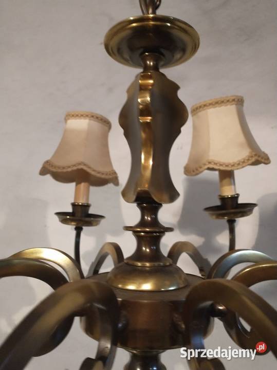 Żyrandol stary mosiądz dwa kinkiety