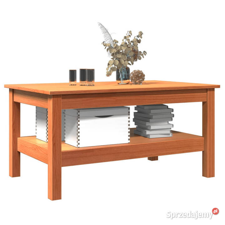 Stolik kawowy woskowy brąz 80x50x40 lite drewno