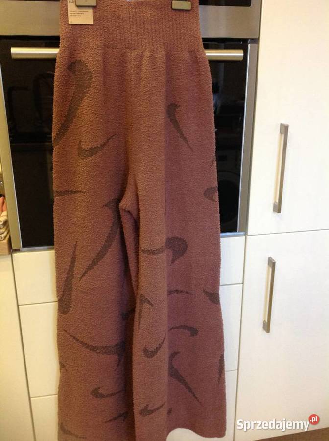 Spodnie Dzianinowe Damskie NIKE XS Szerokie brązowy/beżowy Nowa Sól