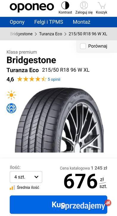 Opony Letnie BridgestoneTuranza Eco 21550 R18 lato Końskie sprzedam