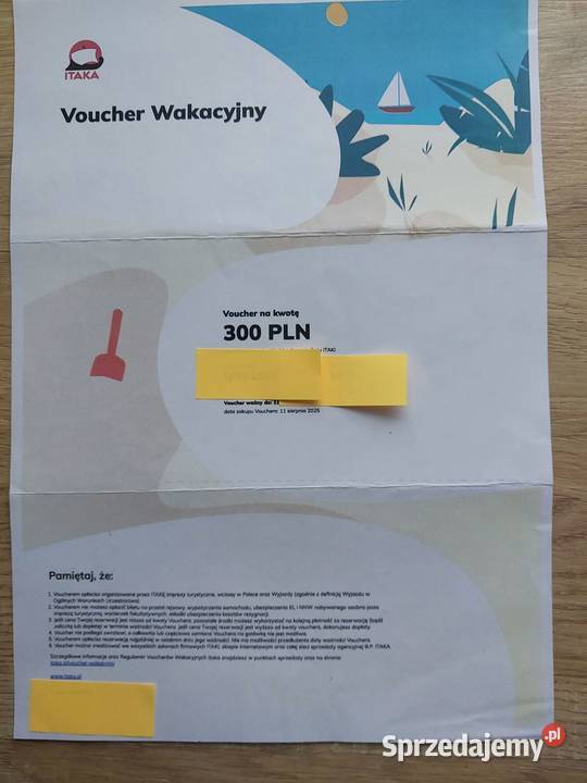 Sprzedam Voucher Bon do ITAKi ITAKA wakacyjny świętokrzyskie Kunów
