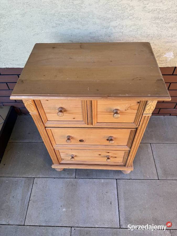 Szafka drewniana sosnowa z szufladami stolik