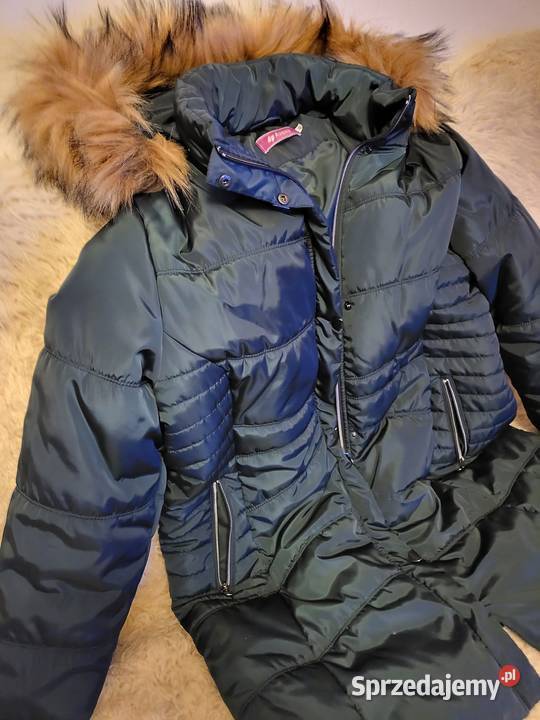 Kurtka zimowa dłuższa pikowana 46 zielona Warszawa sprzedam