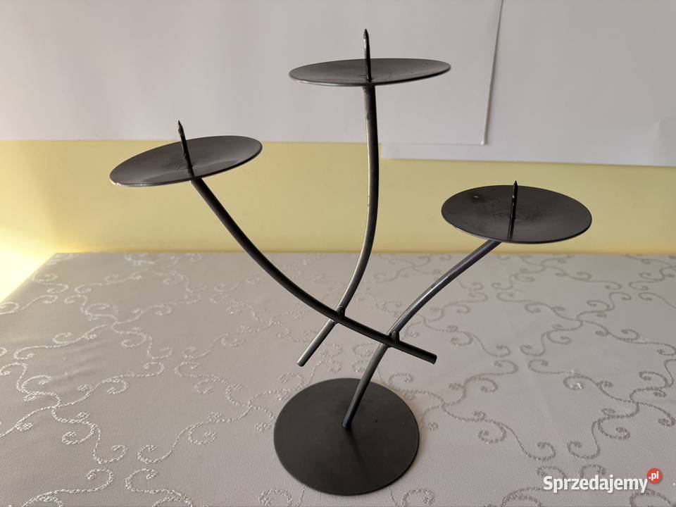 Metalowy świecznik na 3 świece Vintage elegancki śląskie Czerwionka-Leszczyny