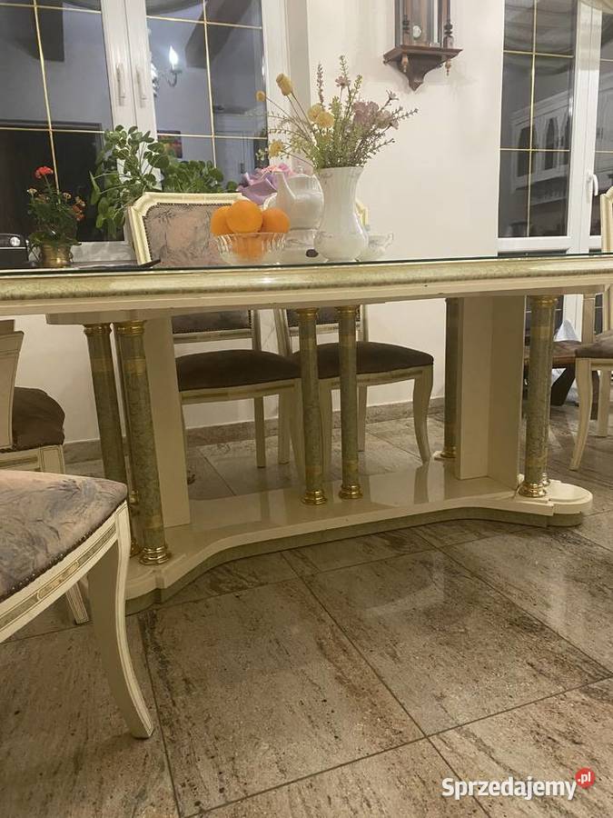 stół z krzesłami kolonialny włoski biały łódzkie Radomsko