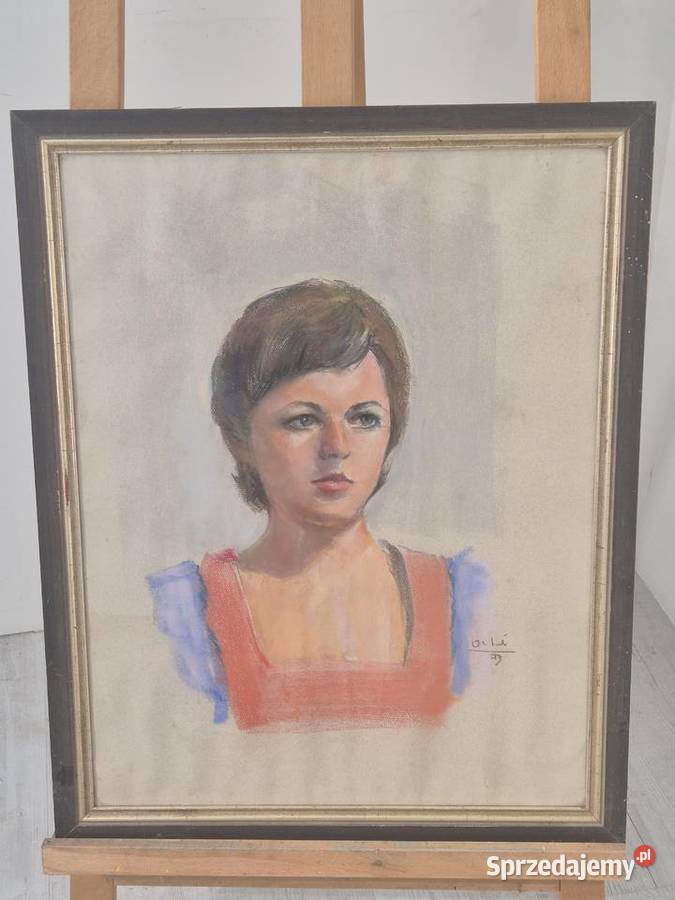 portret kobiety wykonany pastelami