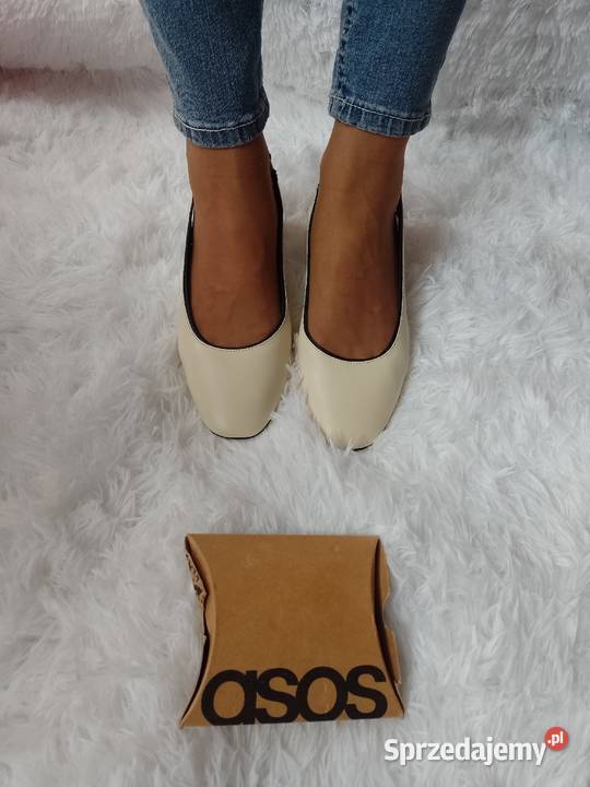 41 ASOS Kremowo czarne czółenka z odkrytą piętą Kraków