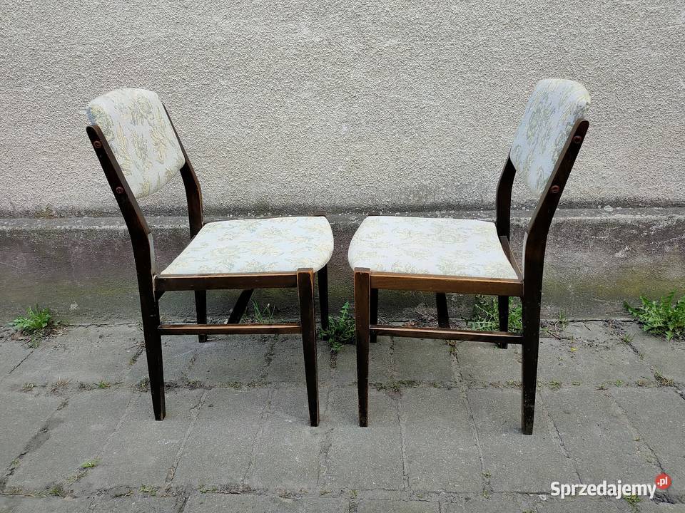 Dwa krzesła z epoki PRL 779 42cm wielkopolskie Kościan sprzedam