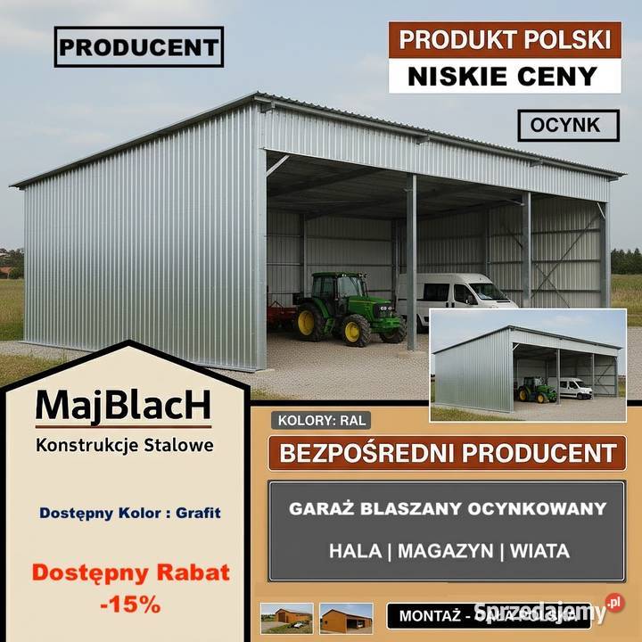 A196OCYNKOWANA WIATA Garaż Blaszany Zadaszenie pomorskie Tczew sprzedam