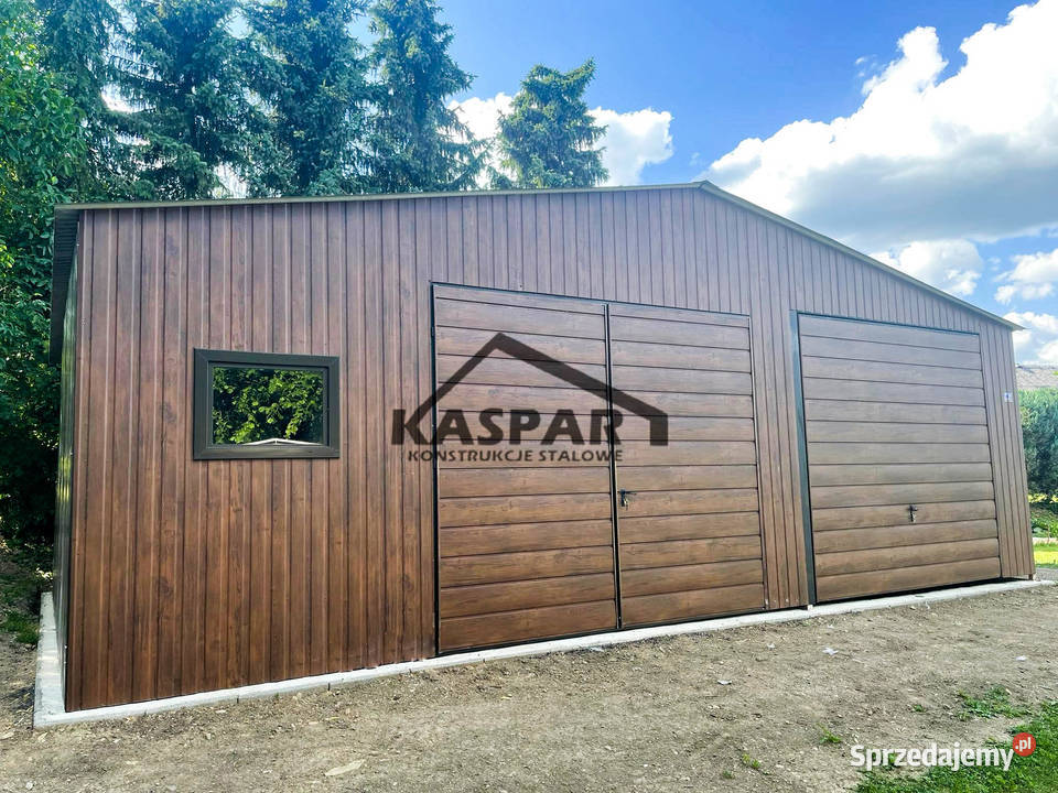 Garaż blaszany 9x6 2x Brama okno drewnopodobny blacha Sprzedaż Czersk
