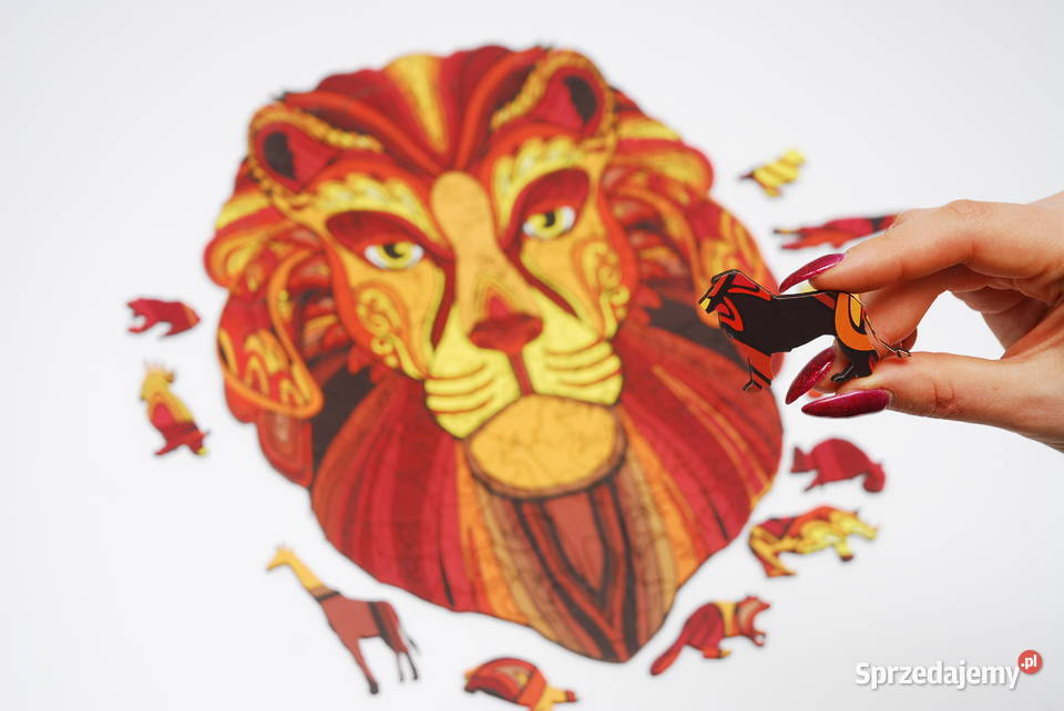 Puzzle Drewniane Premium EKO Układanka LION Łódź