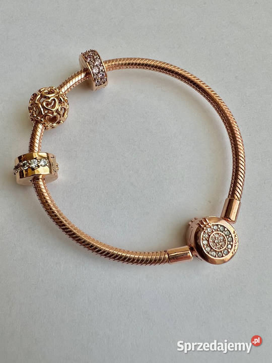 Rose Gold Pandora Moments bransoletka 3 charmsy Biżuteria mazowieckie Warszawa