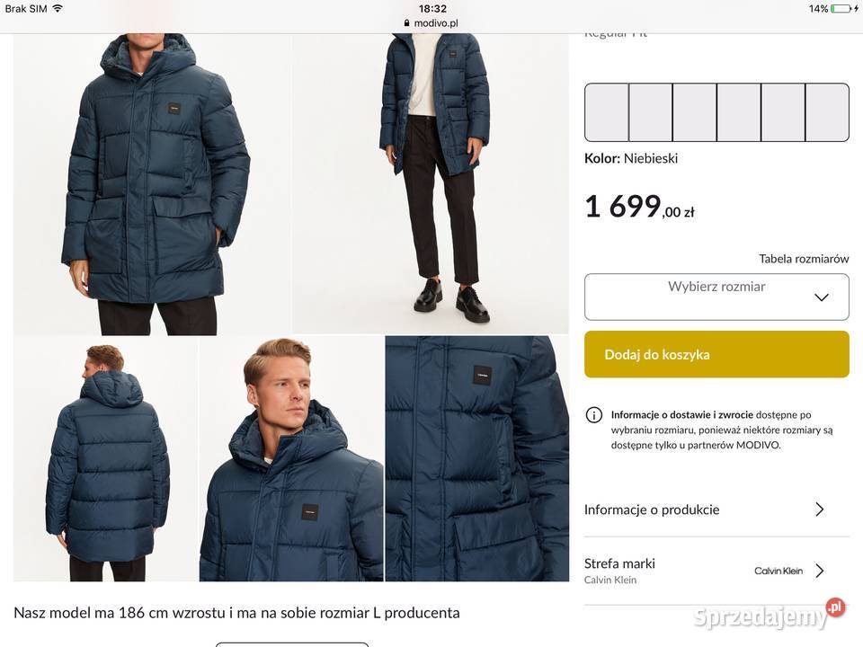 Kurtka Parka Zimowa Męska z Kapturem CALVIN