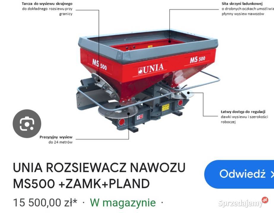 Rozsiewacz nawozu unia ms 500 Waśniów