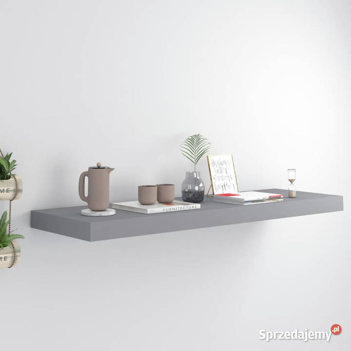 Półka ścienna szara 80 x 235 x 38 MDF WM323856 Warszawa
