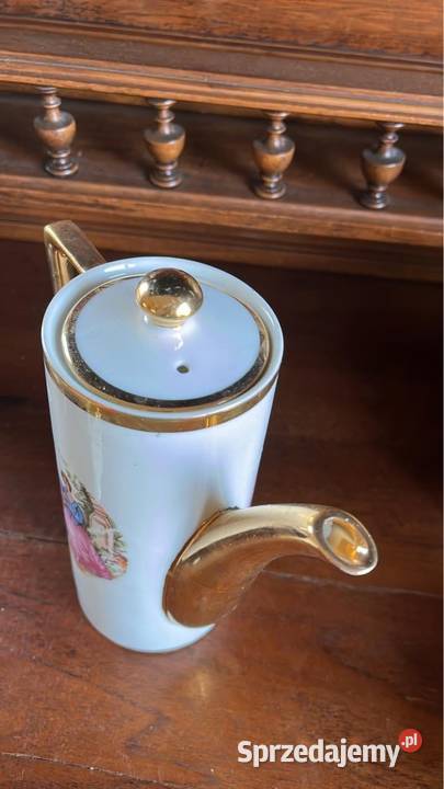 Dzbanek do kawy ze scenkami dworskimi Złocony Gdańsk