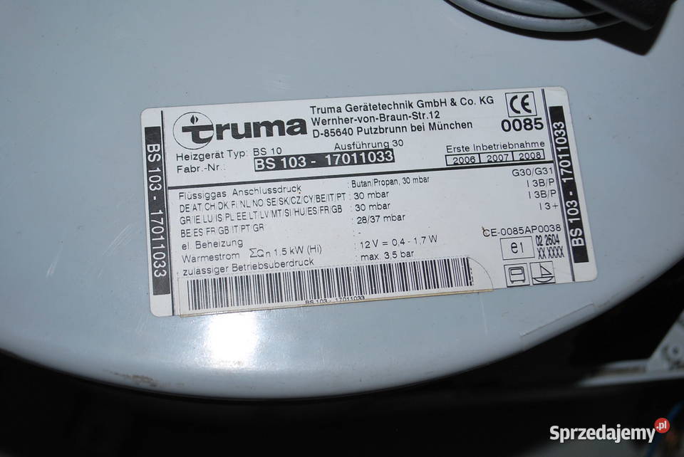 BOJLER GAZOWY TRUMA BS10 Grzebowilk