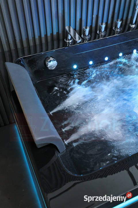 Czarna wanna z hydromasażem EBBXD871 prostokątna Grabówka