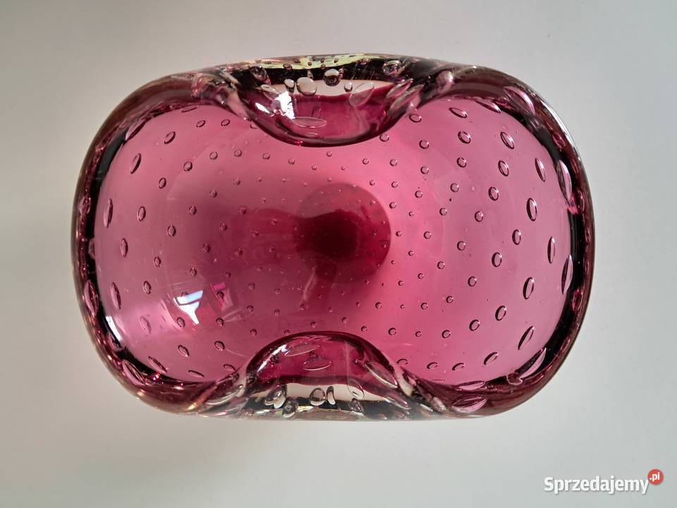 Włoska patera miseczka Murano Bullicante Serce Porcelana i szkło