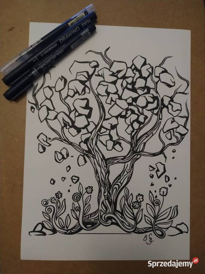 Rysunek drzewo cienk blok t A4 250 gm2 Warszawa sprzedam