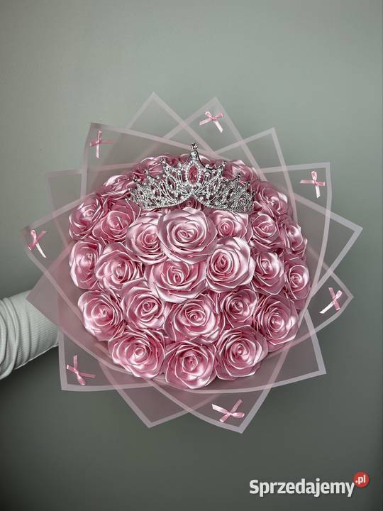 Bukiet wiecznych róż ze wstążki handmade Wrocław