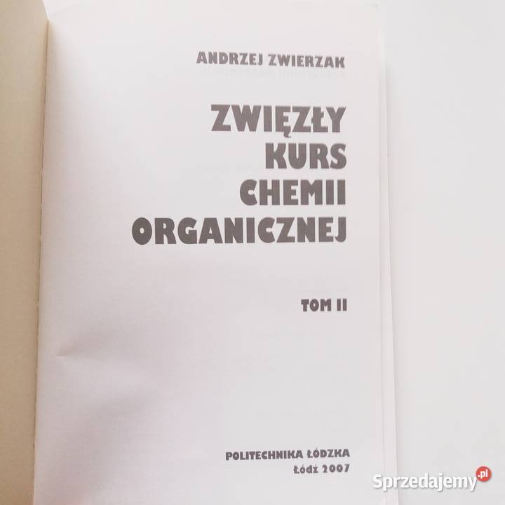Andrzej Zwierzak Zwięzły kurs chemii organicznej Łódź sprzedam