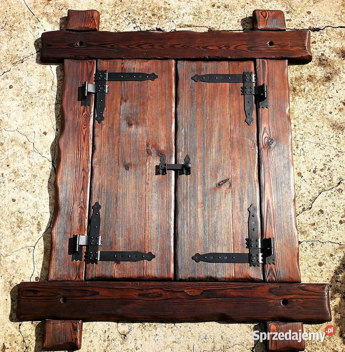 Rustykalna okiennica drewniana rękodzieło rama Drzwi i okna Radków sprzedam